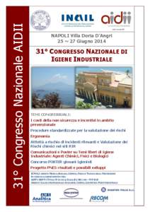 31° Congresso Nazionale AIDII  ente no profit NAPOLI Villa Doria D’Angri 25 ~ 27 Giugno 2014