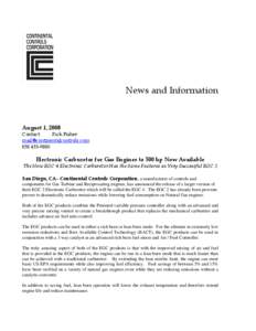 News and Information  August 1, 2008 Contact: Rick Fisher [removed]