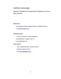 Confocal microscopy Chapter in Handbook of Comprehensive Biophysics ( in press[removed]Elsevier