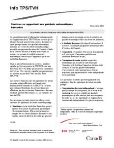 Info TPS/TVH  Services se rapportant aux guichets automatiques bancaires  Décembre 2006