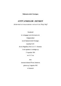 Rijksuniversiteit Groningen  ONTVANKELIJK DENKEN Moderniteit en transcendentie in het werk van Philip Rieff  Proefschrift