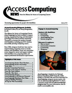 NEWS  from the Alliance for Access to Computing Careers Increasing opportunities for people with disabilities