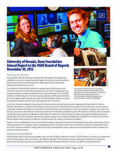 University of Nevada, Reno Foundation Annual Report to the NSHE Board of Regents November 30, 2012