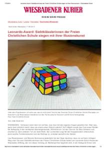 Leonardo­Award: Siebtklässlerinnen der Freien Christlichen Schule siegen mit ihrer Illusionskunst ­ Wiesbadener Kurier Wiesbadener Kurier / Lokales / Wiesbaden / Nachrichten Wiesbaden  