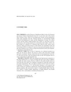 NEW SOLUTIONS, Vol[removed], 2012  CONTRIBUTORS JOE ANDERSON was the Director of Health and Safety for the Oil Chemical and Atomic Workers International Union for 12 years (now part of the United