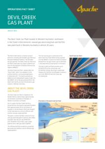 OPERATIONS Fact Sheet  DEVIL CREEK Gas PLANT AUGUST 2013