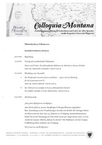 Colloquia Montana  Fortbildungsveranstaltung für Lehrerinnen und Lehrer der Alten Sprachen an der Bergischen Universität Wuppertal  Mittwoch, den 29. Februar 2012