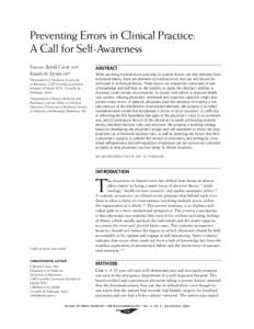 Preventing Errors in Clinical Practice: A Call for Self-Awareness Francesc Borrell-Carrió, MD1 Ronald M. Epstein MD2 1