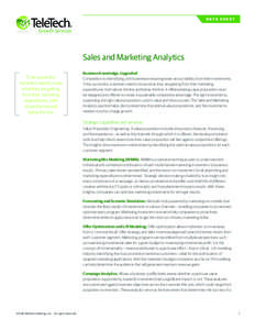 DATA S H E E T  Growth Services Sales and Marketing Analytics To be successful,