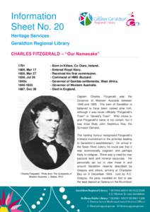 Information Sheet No. 20 Heritage Services Geraldton Regional Library CHARLES FITZGERALD – “Our Namesake” 1791