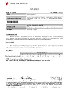 Professional Testing Laboratory, Inc.  TEST REPORT DATE: [removed]CLIENT