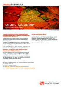 PATENTS PLUS LIBRARY US patent law when you need it REUTERS/Andrew Winning  This online US law library will prove invaluable to you as a