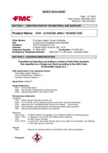 SAFETY DATA SHEET Page 1 of Total 6 Date of Issue: September 2014 MSDS No. FMC/AST400/1  SECTION 1