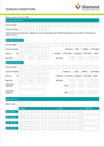 STANDING ORDER FORM  Diamond Bank PLC. RCPlease complete in BLOCK LETTERS.