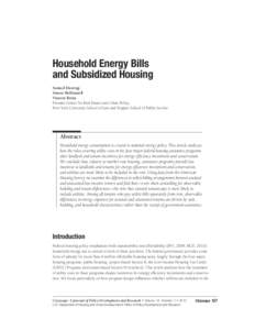 CITYSCAPE MARCH 2012: Household Energy Bills and Subsidized Housing