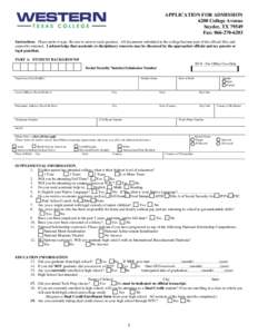 APPLICATION FOR ADMISSION