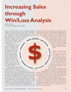 Increasing Sales through Win/Loss Analysis By Ellen Naylor The Business Intelligence Source (TBIS)