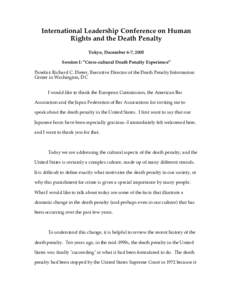 International Leadership Conference on Human Rights and the Death Penalty Tokyo, December 6-7, 2005 Session I: 