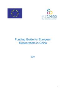 Funding Guide for European Researchers in China[removed]