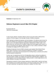 Published: 20 SeptemberDefence Engineers Launch New WA Chapter By Natrisha Barnett AIDN-WA Correspondent