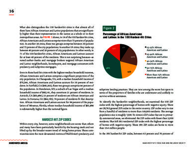 16  What also distinguishes the 100 hardest-hit cities is that almost all of them have African American and Latino populations that are significantly higher than their representation in the nation as a whole or in their 