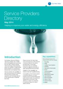 Service Providers Directory May 2014 Helping to improve your water and energy efficiency  Introduction