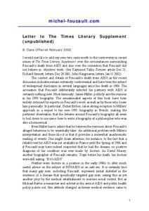 michel-foucault.com Letter to The Times Literary Supplement (unpublished)  