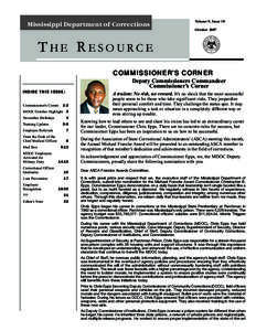 Mississippi Department of Corrections  Volume 9, Issue 10 October[removed]THE RESOURCE