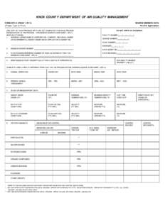 KNOX COUNTY DEPARTMENT OF AIR QUALITY MANAGEMENT FORM APC-3 (PAGE 1 OF 2) (Please Type or Print) SOURCE EMISSION DATA Permit Application