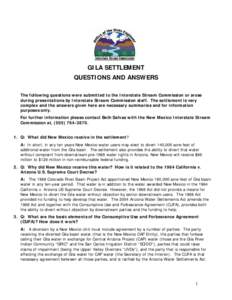 Below are questions submitted by the Gila Conservation Coalition and the Southwest Water Planning Group that they would like a