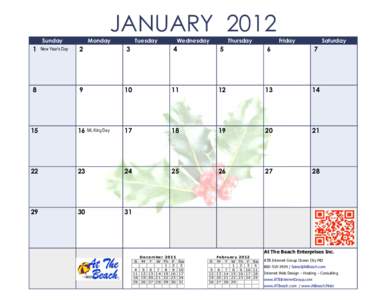 2012 Monthly Calendar - At The Beach Enterprises Inc., ATB Internet Group, Ocean City MD