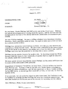 Memorandum for Al Haig Re: Howard Phillips, Jr., August 2, 1973