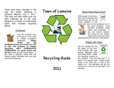There have been changes in the way we collect recycling in Lamoine effective July 1, 2011.