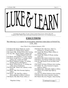 1st OctoberIssue 14 Oxfordshire Record Office, St Luke’s Church, Temple Road, Cowley, Oxford, OX4 2HT. TelephoneEmail -site: www.oxfordshire.gov.uk