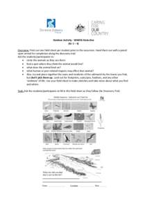 Outdoor Activity - Wildlife Detective (Gr 1 – 4) Overview: Print out one field sheet per student prior to the excursion. Hand them out with a pencil upon arrival for completion along the discovery trail. Ask the studen