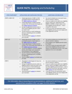 QUICK FACTS: Applying and Scheduling STEP COMPONENT STEPS 1 AND 2 CK APPLICATION AND SCHEDULING PROCESS •