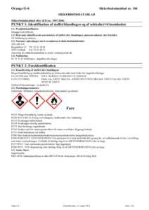 Orange G-6  Sikkerhedsdatablad nr. 104 SIKKERHEDSDATABLAD  Sikkerhedsdatablad efter (EF) nr.