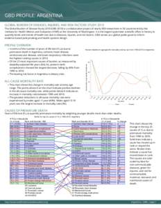 GBD PROFILE: ARGENTINA GLOBAL BURDEN OF DISEASES, INJURIES, AND RISK FACTORS STUDY 2010 The Global Burden of Disease Study[removed]GBD[removed]is a collaborative project of nearly 500 researchers in 50 countries led by the I