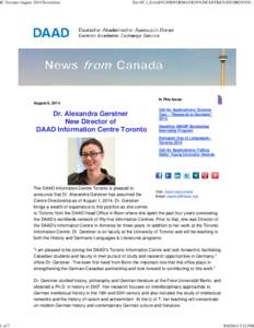 IC-Toronto August 2014 Newsletter