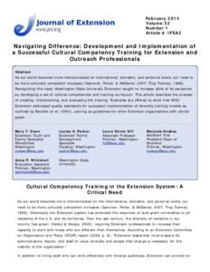 Navigating Difference: Development and Implementation of a Successful Cultural Competency Training for Extension and Outreach Professionals