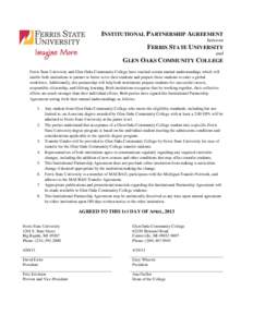 INSTITUTIONAL PARTNERSHIP AGREEMENT between FERRIS STATE UNIVERSITY and