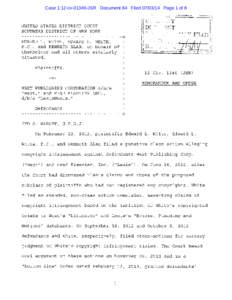 Case 1:12-cv[removed]JSR Document 84 Filed[removed]Page 1 of 8 .. UNITED STATES DISTRICT COURT SOUTHERN DISTRICT OF NEW YORK -------------------------------------x