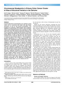 Research Article  Chromosomal Breakpoints in Primary Colon Cancer Cluster at Sites of Structural Variants in the Genome 1