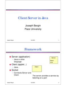 Client Server in Java Joseph Bergin Pace University Joseph Bergin