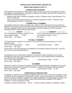 Harmony Grove School District (Ouachita Co) District Status Report for[removed]ACCREDITATION STANDARDS The Standards of Accreditation of Public Schools require that each school offer three programs of study in three diff