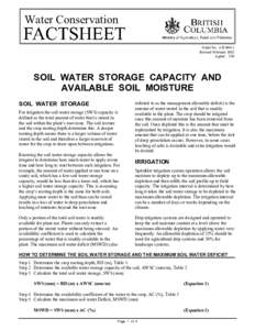 Soil Water Storage Capcity and Available Soil Moisture - BC Ministry of Agriculture, Food and Fisheries