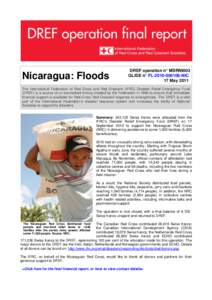 Nicaragua: Floods  DREF operation n° MDRNI003 GLIDE n° FL[removed]NIC 17 May 2011