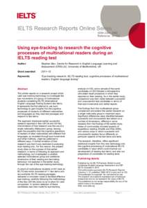 Cognitive science / Eye / Applied linguistics / Education / Motor control / IELTS / Eye movements in reading / Eye tracking / Language assessment / Linguistics / Reading / Mind