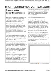 Format Dynamics :: CleanPrint :: http://www.montgomeryadvertiser.com/article[removed]Page 1 of 2  Electric rates benefit businesses  and other types of businesses could qualify