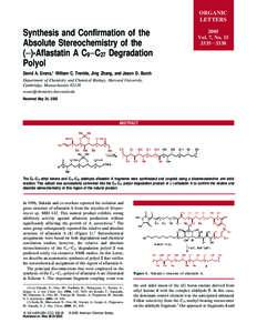 ORGANIC LETTERS Synthesis and Confirmation of the Absolute Stereochemistry of the (−)-Aflastatin A C9−C27 Degradation